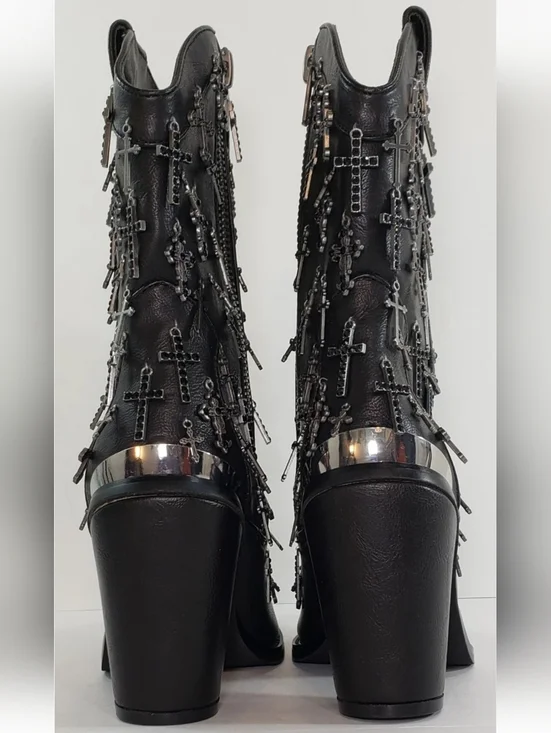 Dolls Kill WIDOW Cross Idol Worship Cowboy Boots, Size 9 *NEW & RARE!* - Picture 5 of 10